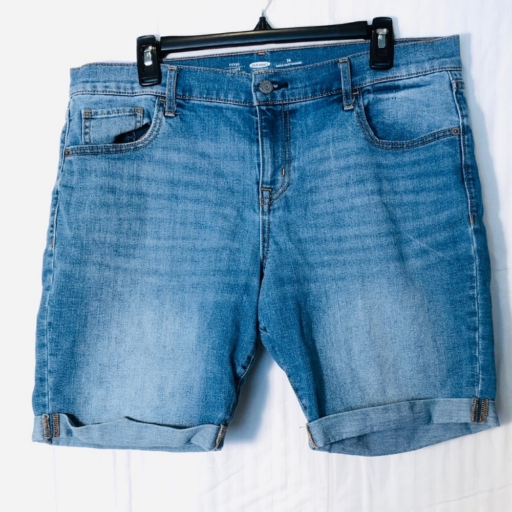 Old Navy Fitted Jean Shorts Rolled Hem Size 14